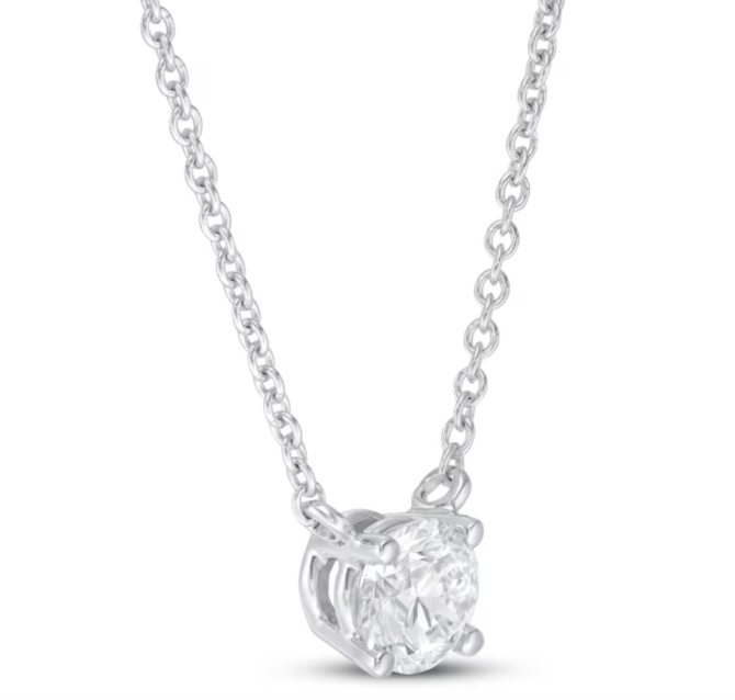 1/2 Carat Lab-Created Diamond Necklace in 14K White Gold (SI2/F) | 19" Chain - Image 2